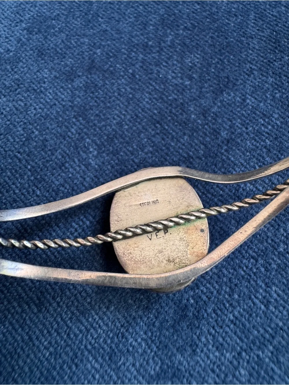 Native American SterlingSilver Turquoise Sign Cuff bracelet